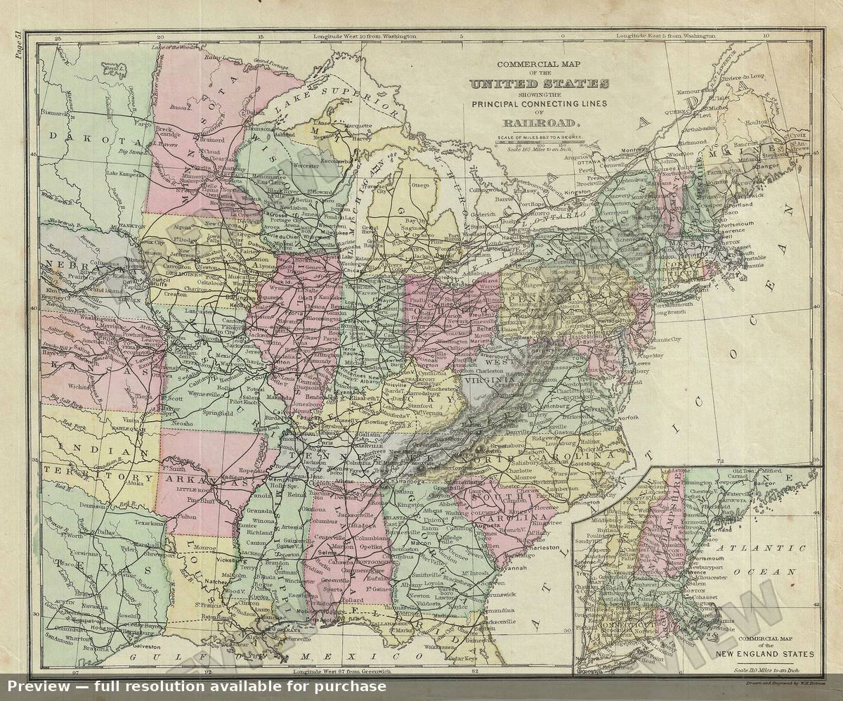 Antique map: US Railroad, 1879, 1879