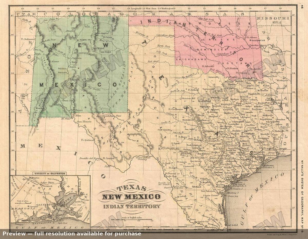 Antique map: U Ssouthwest, 1872