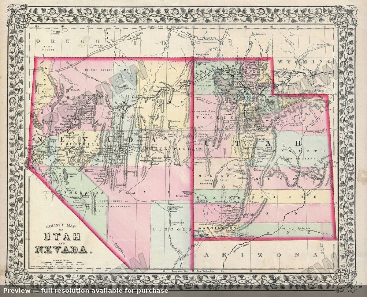Antique map: UTNV, 1872, 1872