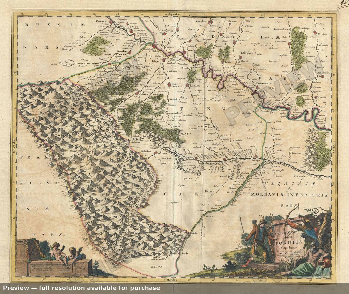 Antique map: Ukrainae Pokutia, 1721