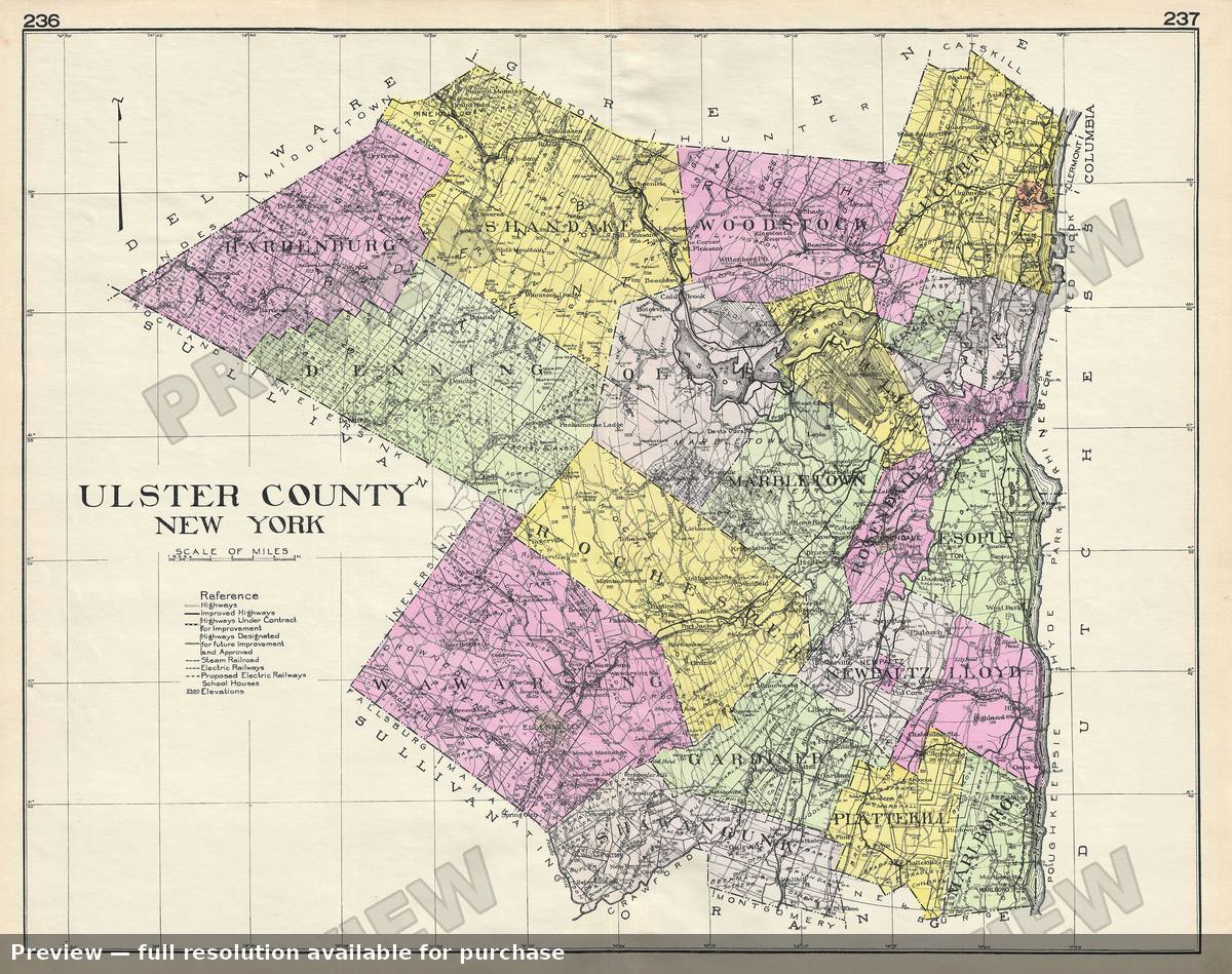 Antique map: Ulster County NY, 1912, 1912