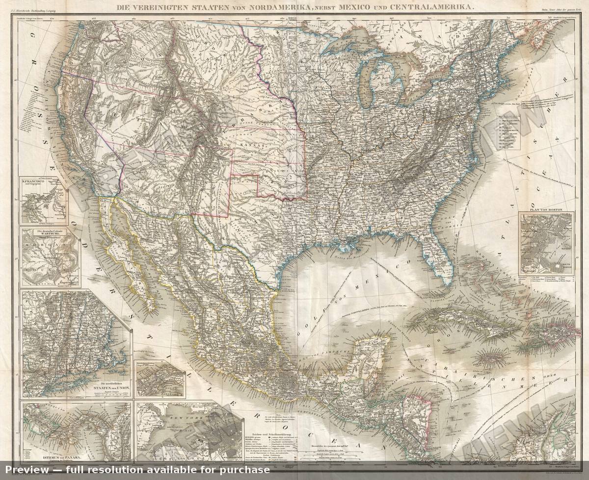 Antique map: United State, 1855, 1855