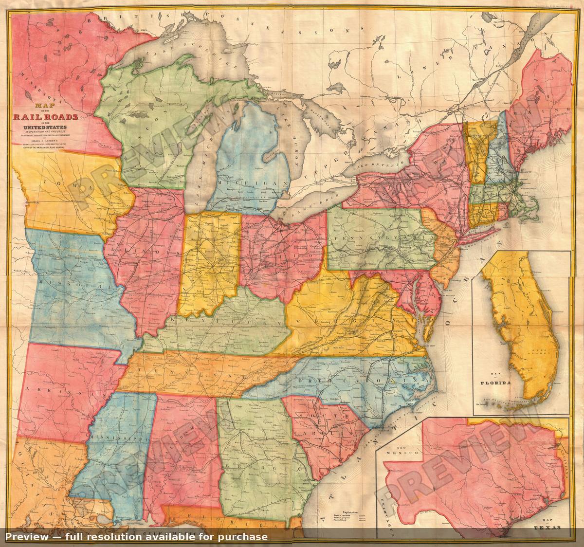 Antique map: United States, 1852