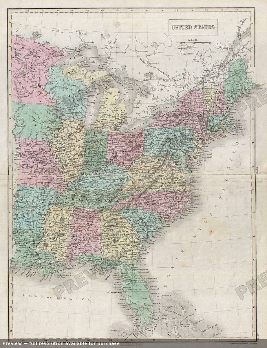 Antique map: United States, 1851, 1851