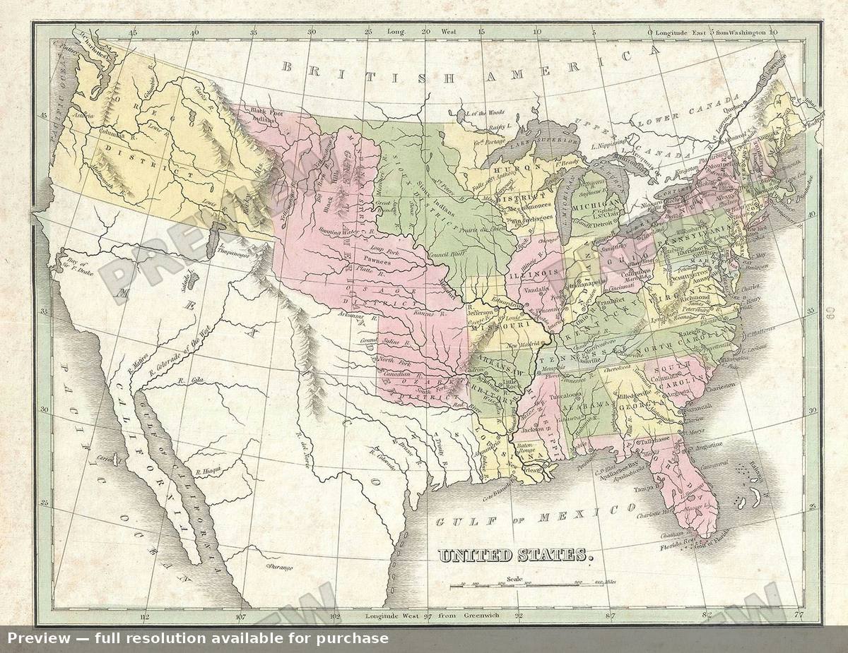 Antique map: United States, 1835, 1835