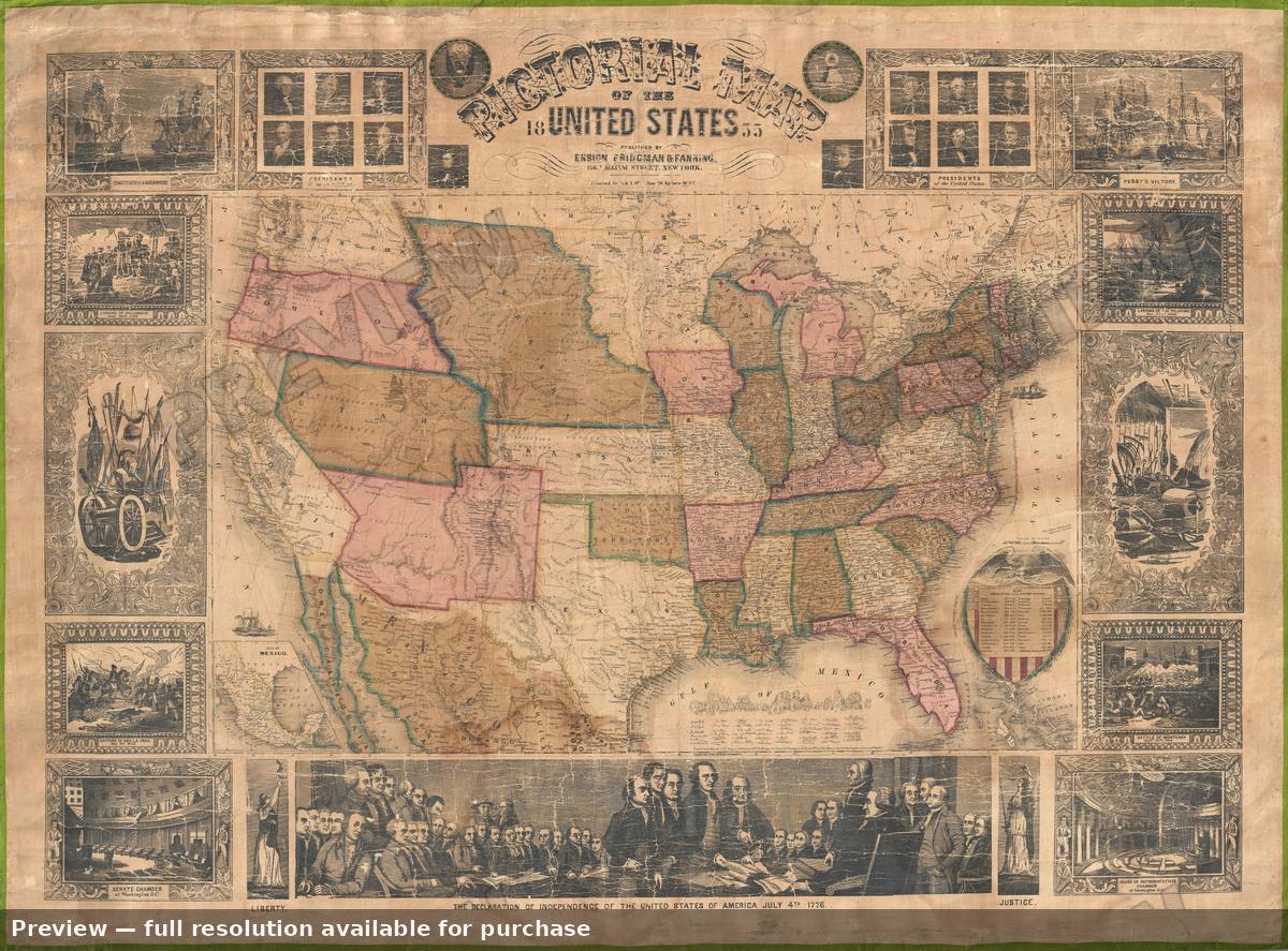 Antique map: United States, 1855, 1855