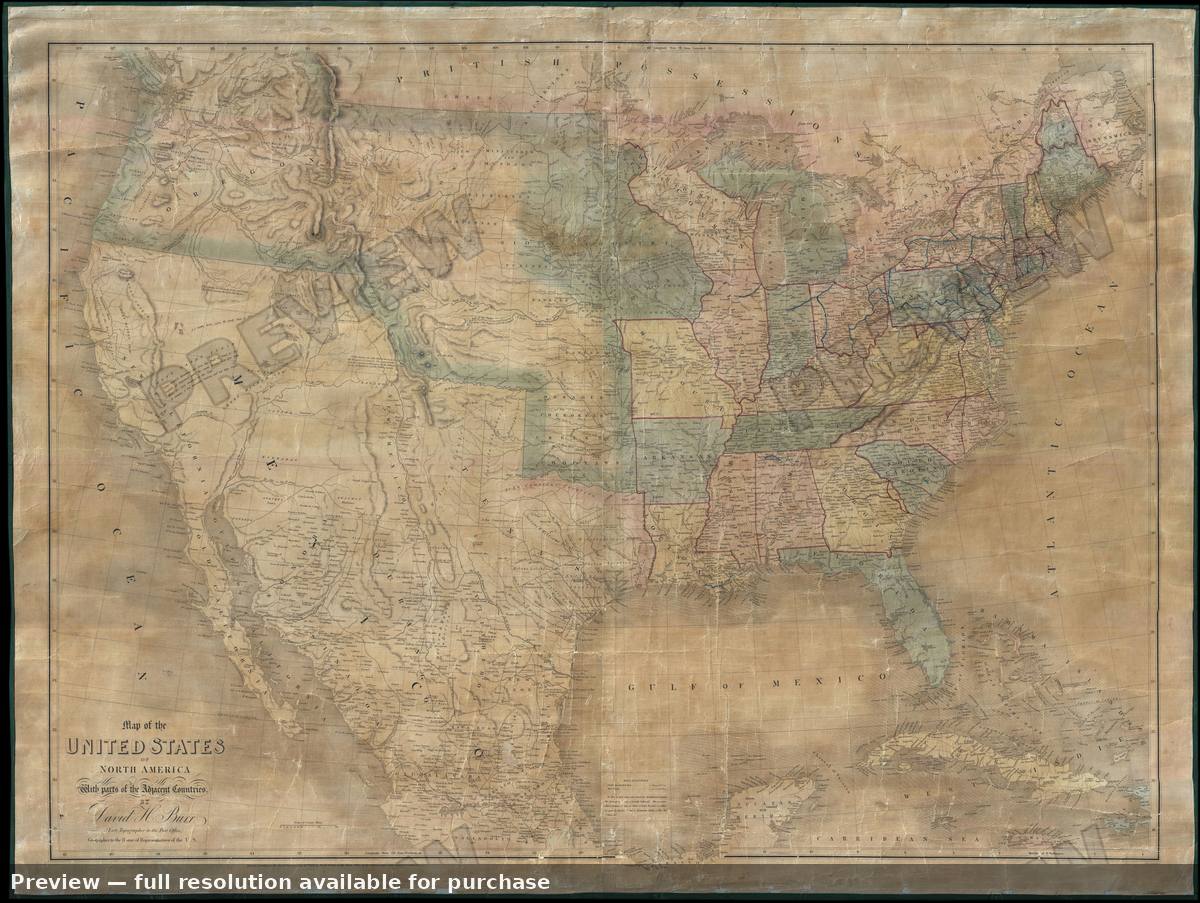 Antique map: United States, 1839