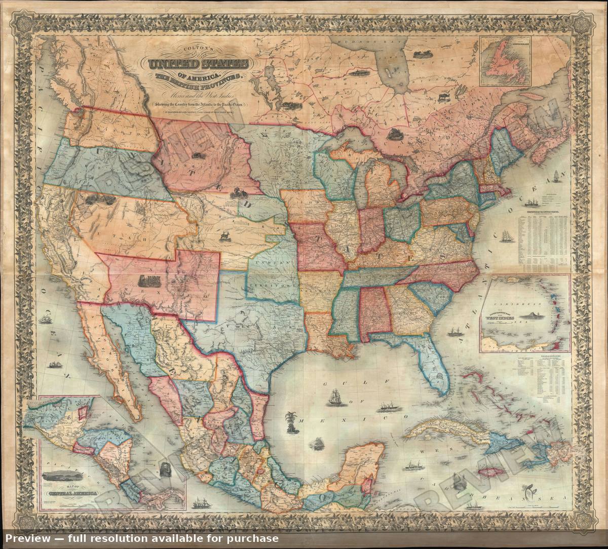 Antique map: United States, 1854, 1854