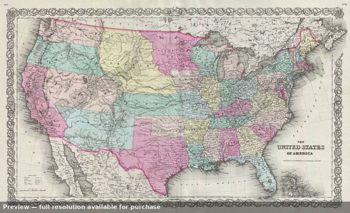 Antique map: United States, 1856, 1856
