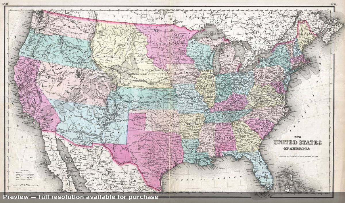 Antique map: United States, 1857, 1857