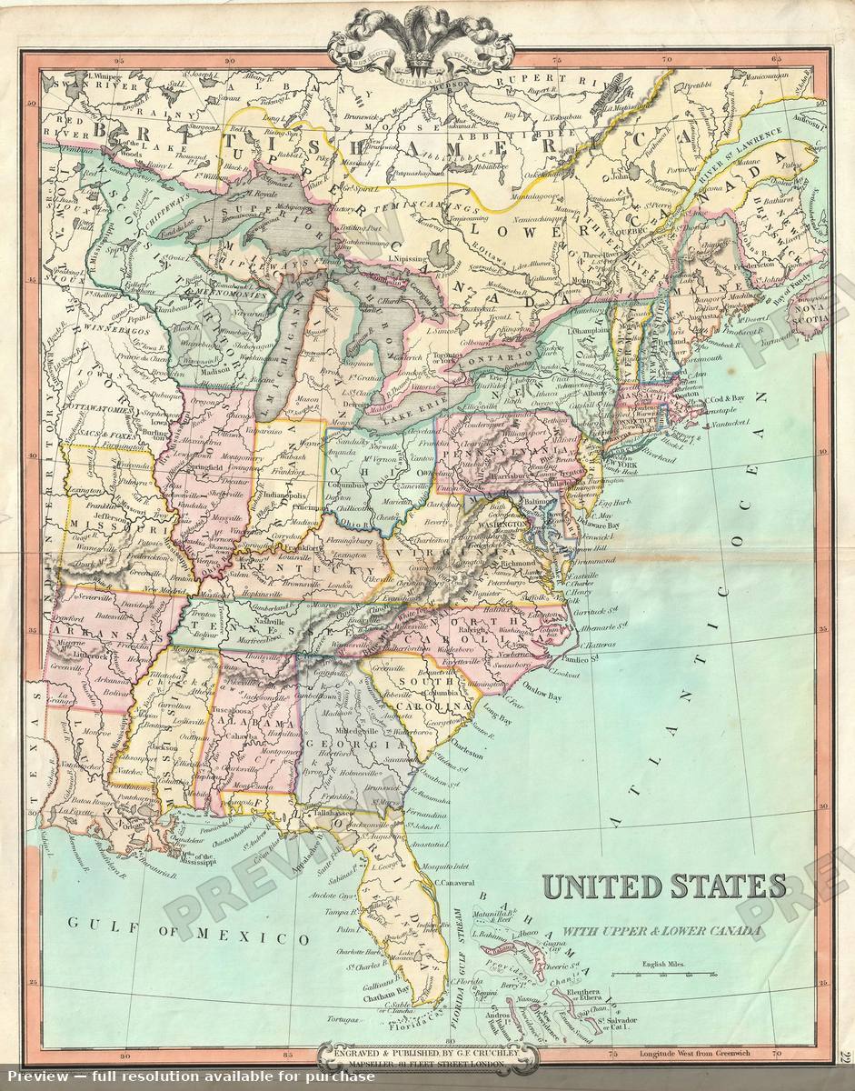 Antique map: United States, 1850