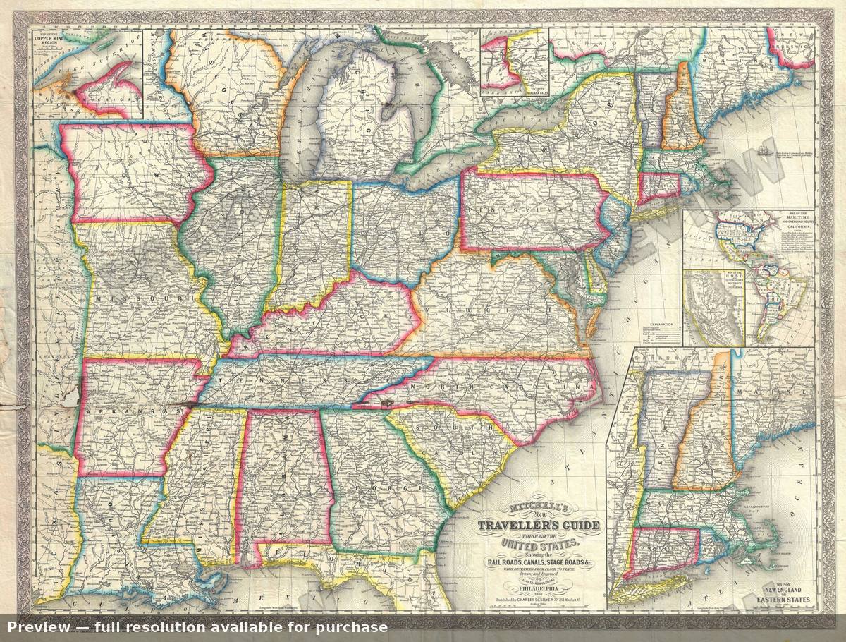 Antique map: United States, 1857, 1857