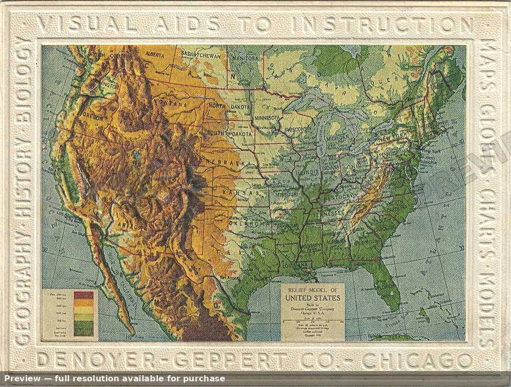 Antique map: United States, 1911, 1911