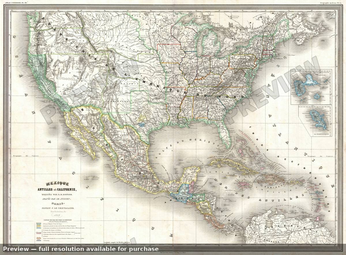 Antique map: United States, 1858