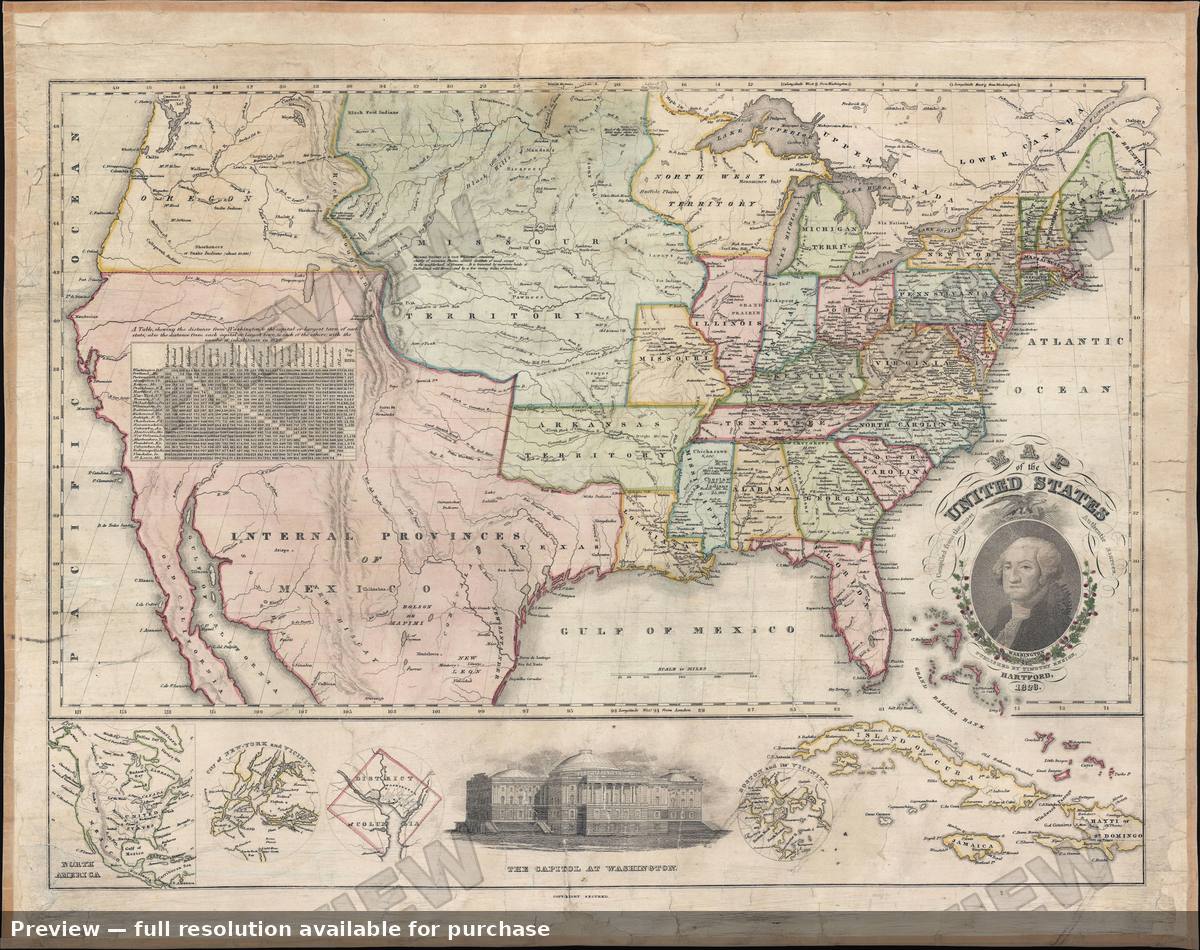 Antique map: United States, 1828, 1828
