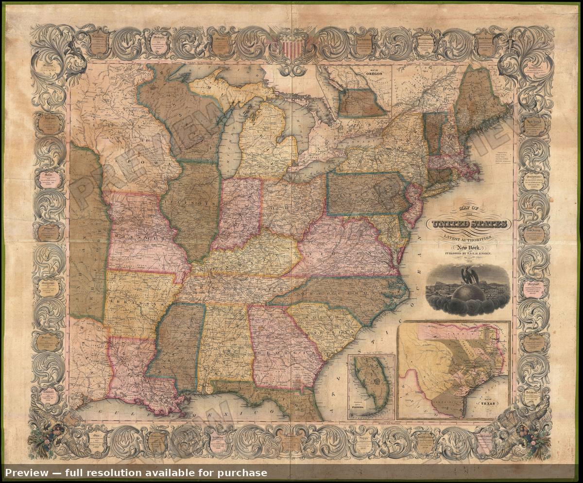 Antique map: United States, 1846