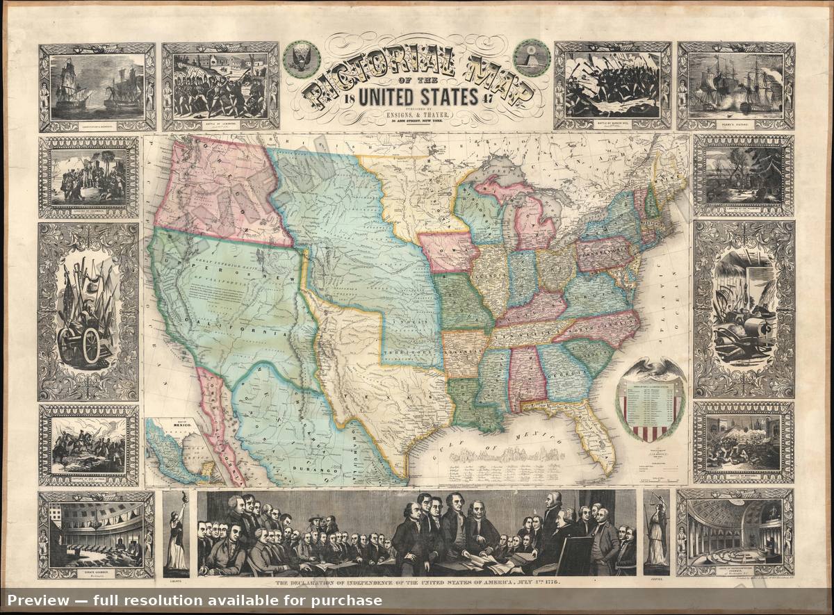 Antique map: United States, 1847, 1847