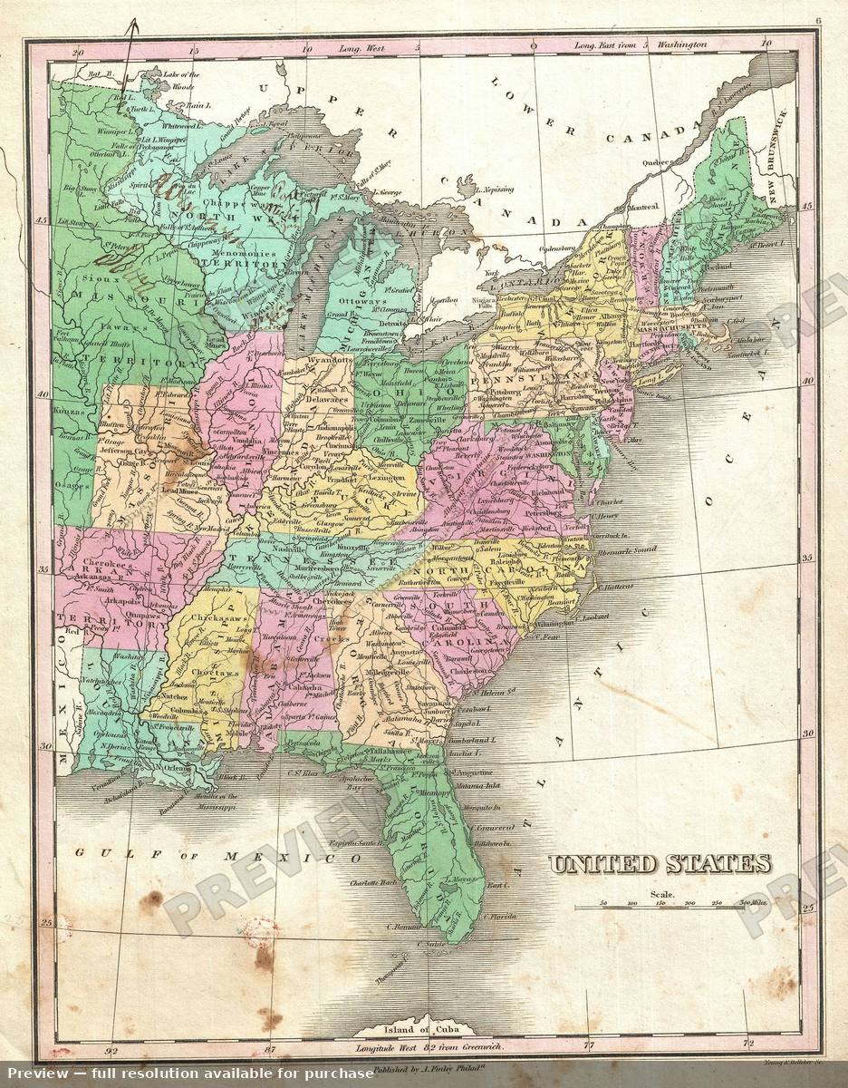 Antique map: United States, 1827, 1827
