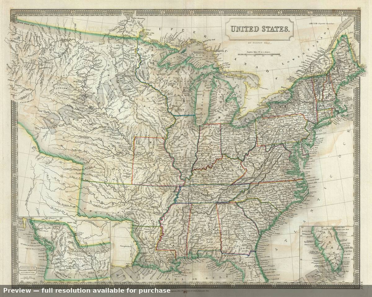 Antique map: United States, 1835