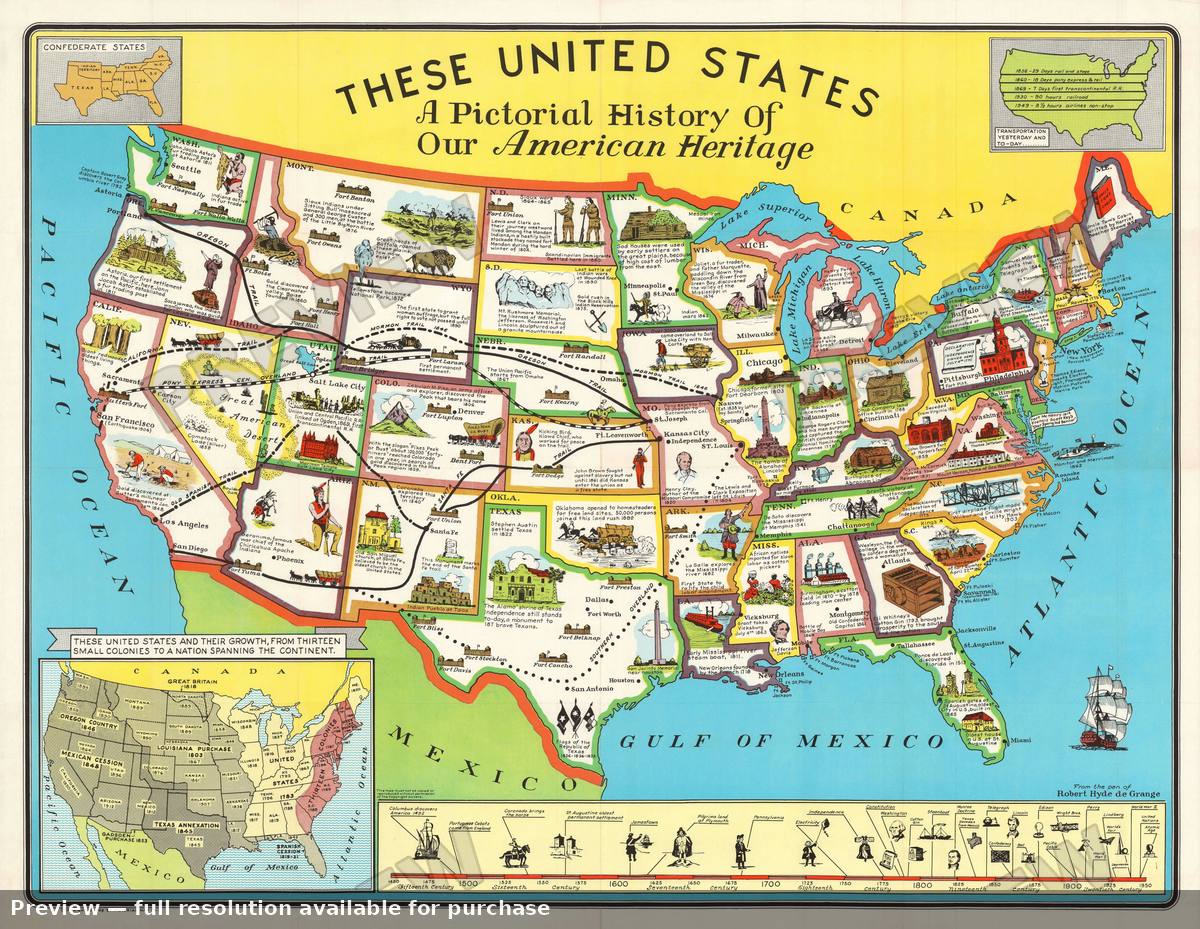 Antique map: United States, 1949, 1949