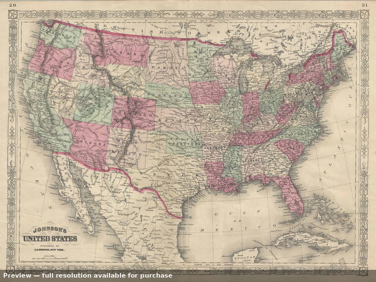 Antique map: United States, 1866, 1866