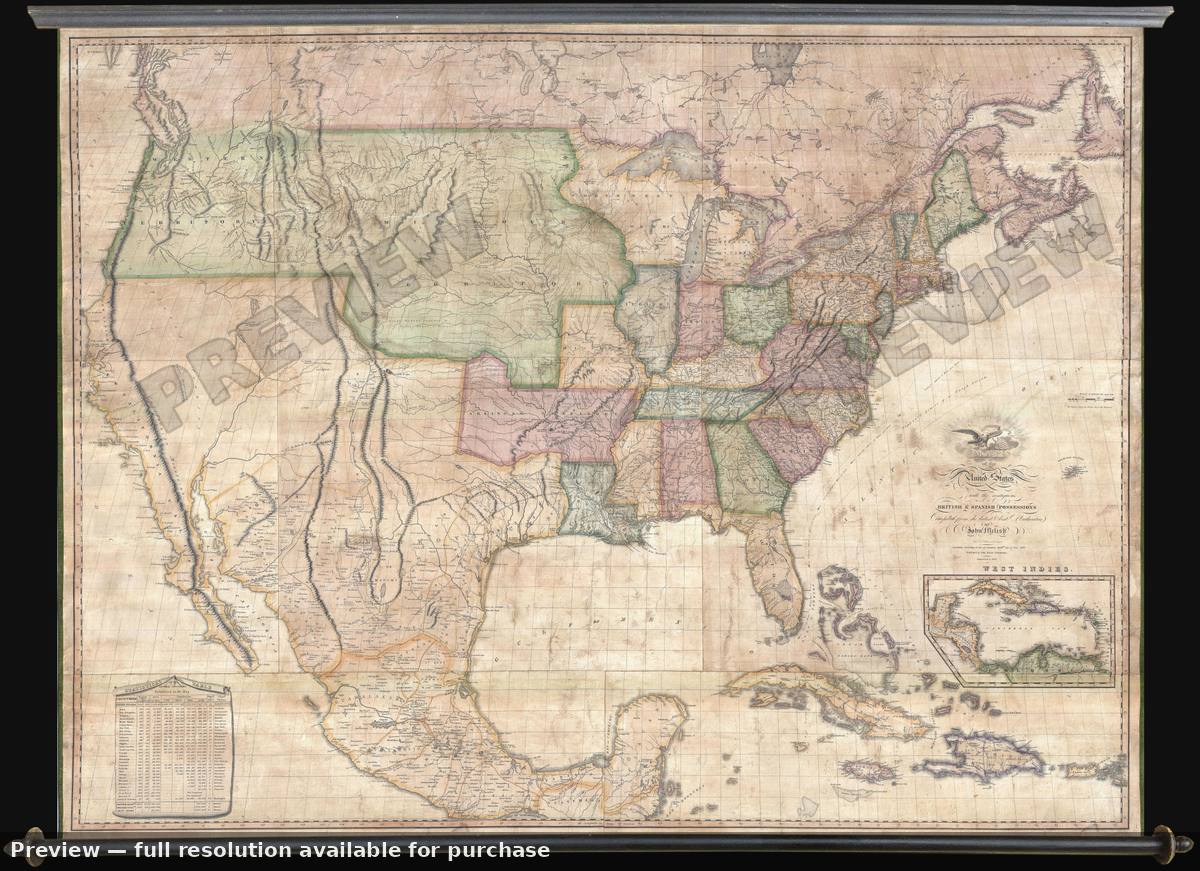 Antique map: United States, 1822, 1822