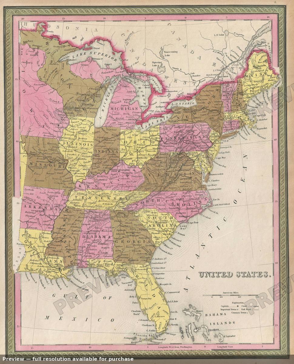 Antique map: United States, 1846, 1846