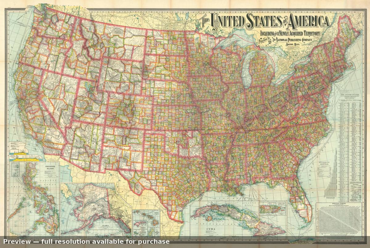 Antique map: United States, 1902, 1902