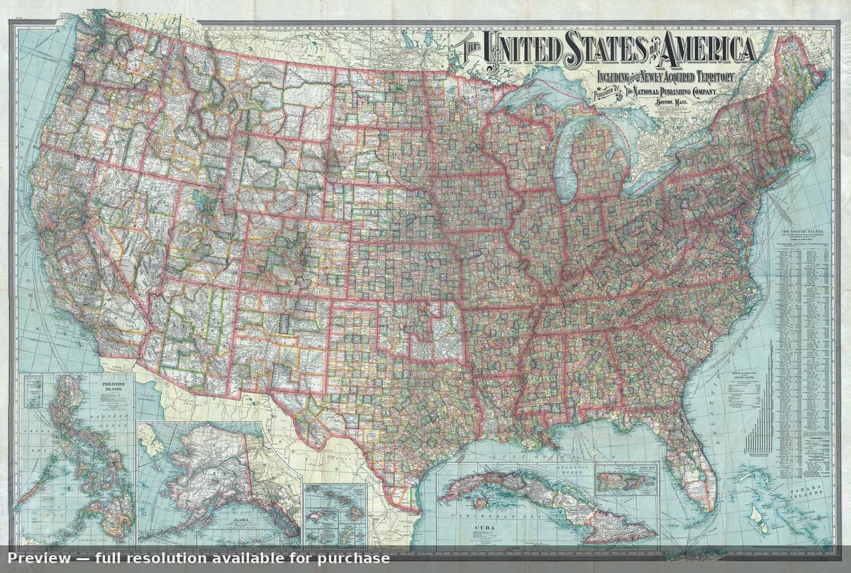 Antique map: United States, 1902, 1902