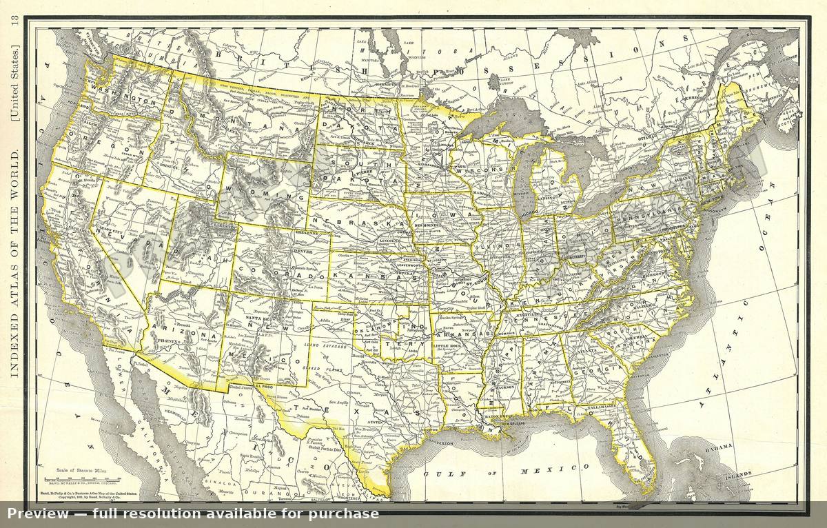 Antique map: United States, 1893, 1893