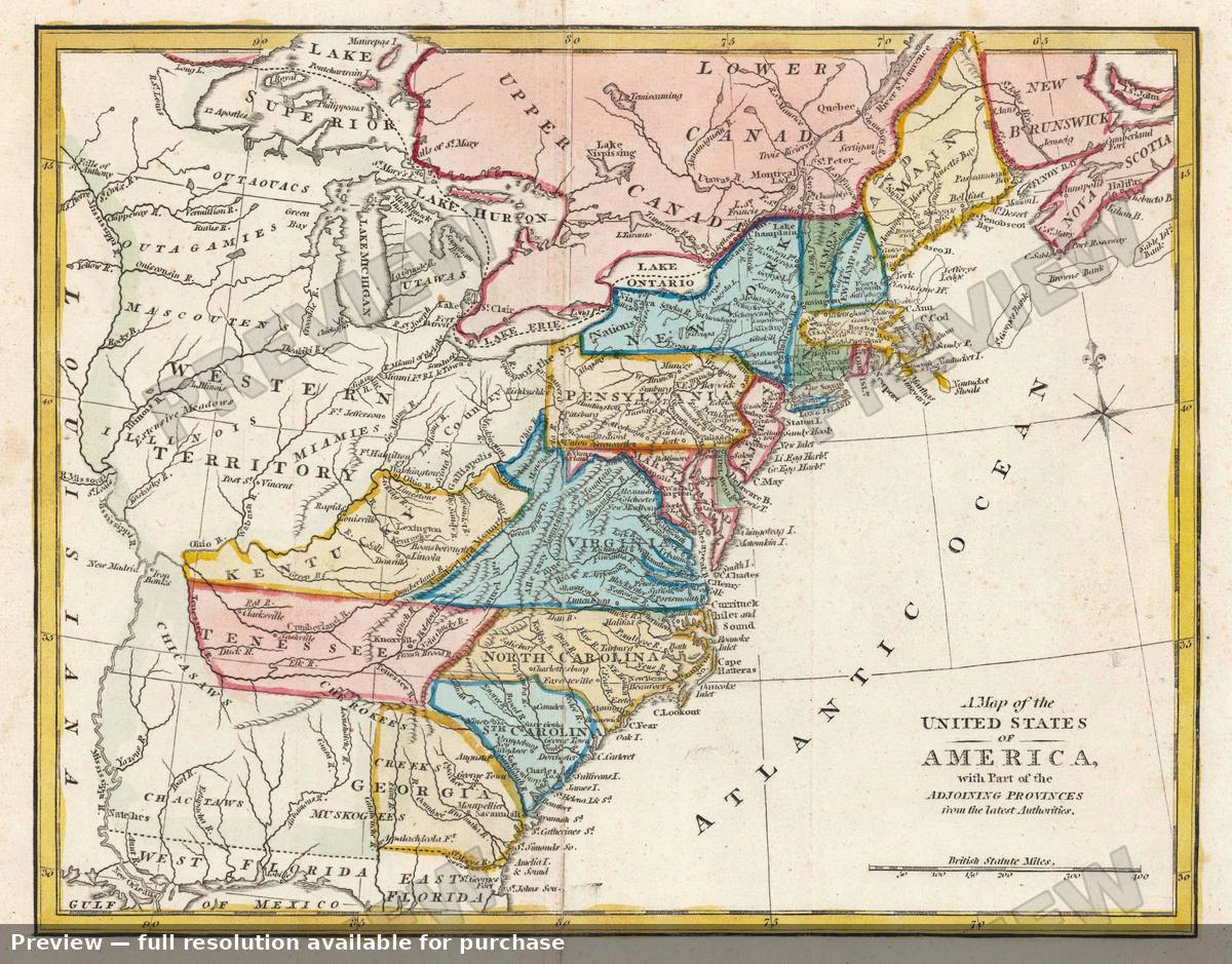 Antique map: United States, 1817, 1817