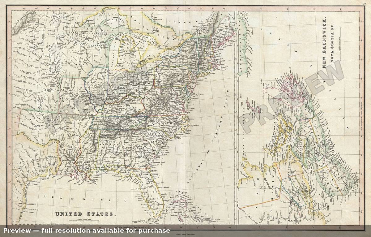 Antique map: United States, 1830, 1830