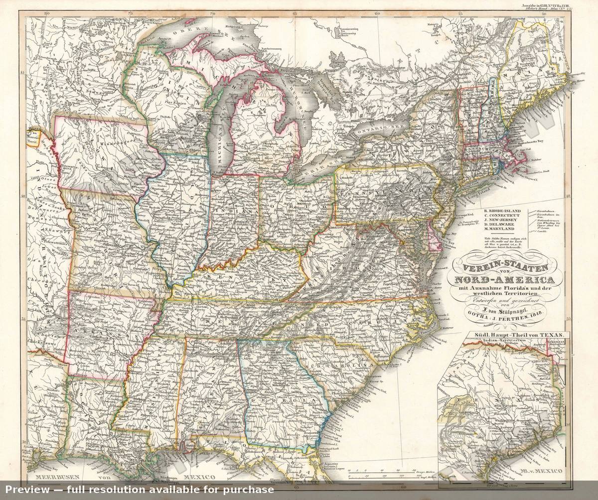 Antique map: United States, 1851, 1851