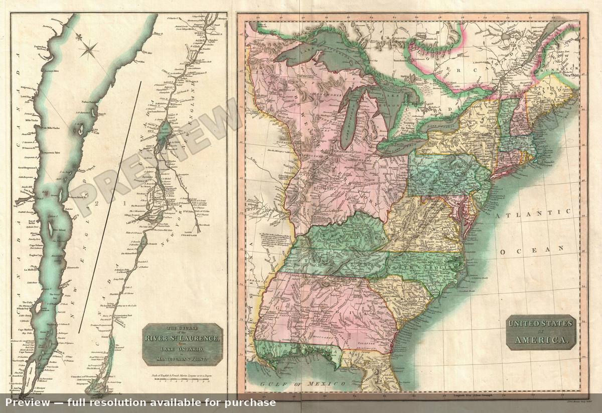 Antique map: United States, 1814, 1814