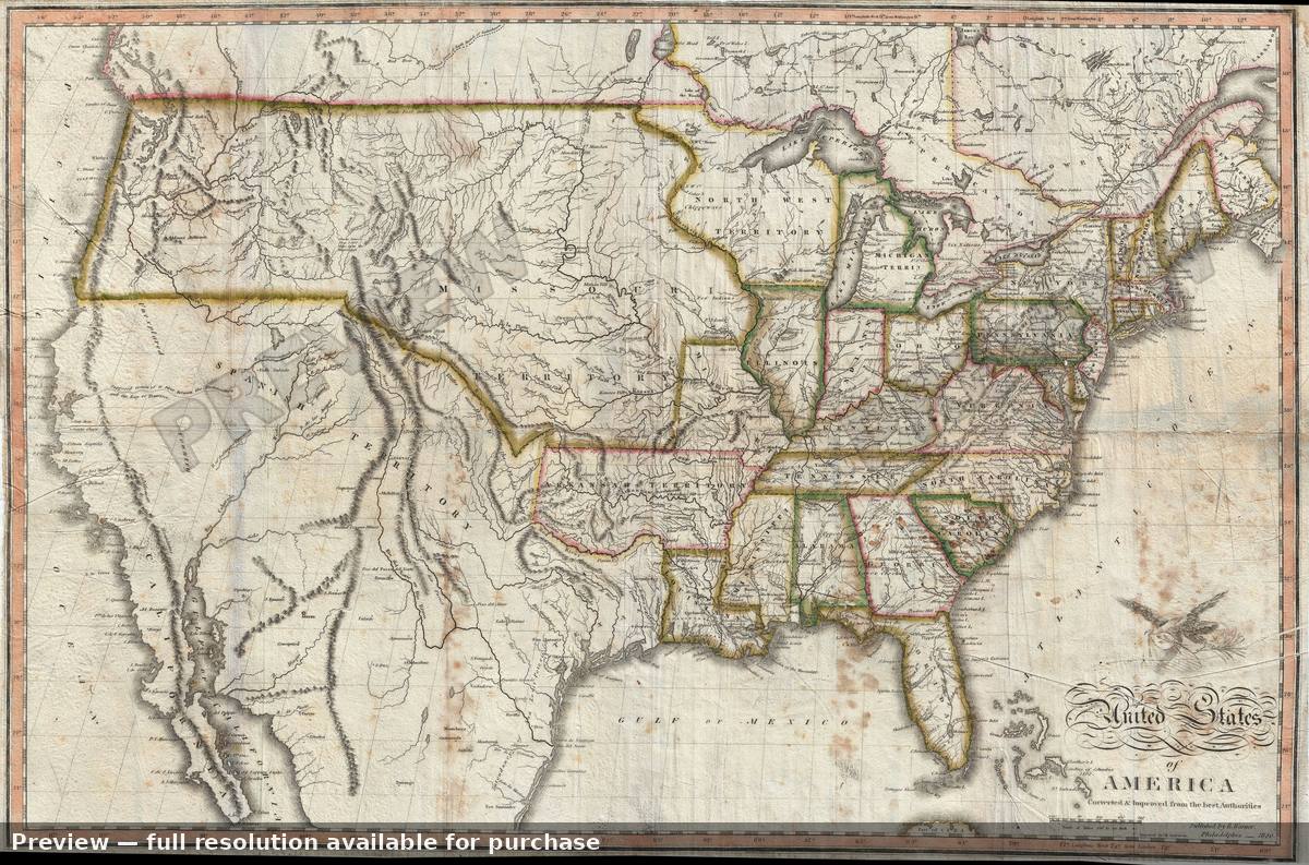 Antique map: United States, 1820, 1820