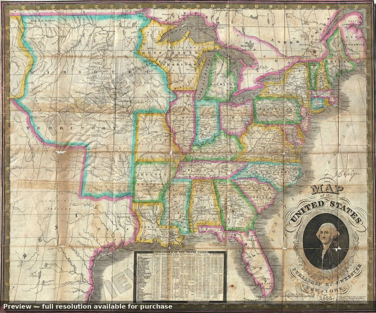 Antique map: United States, 1835, 1835