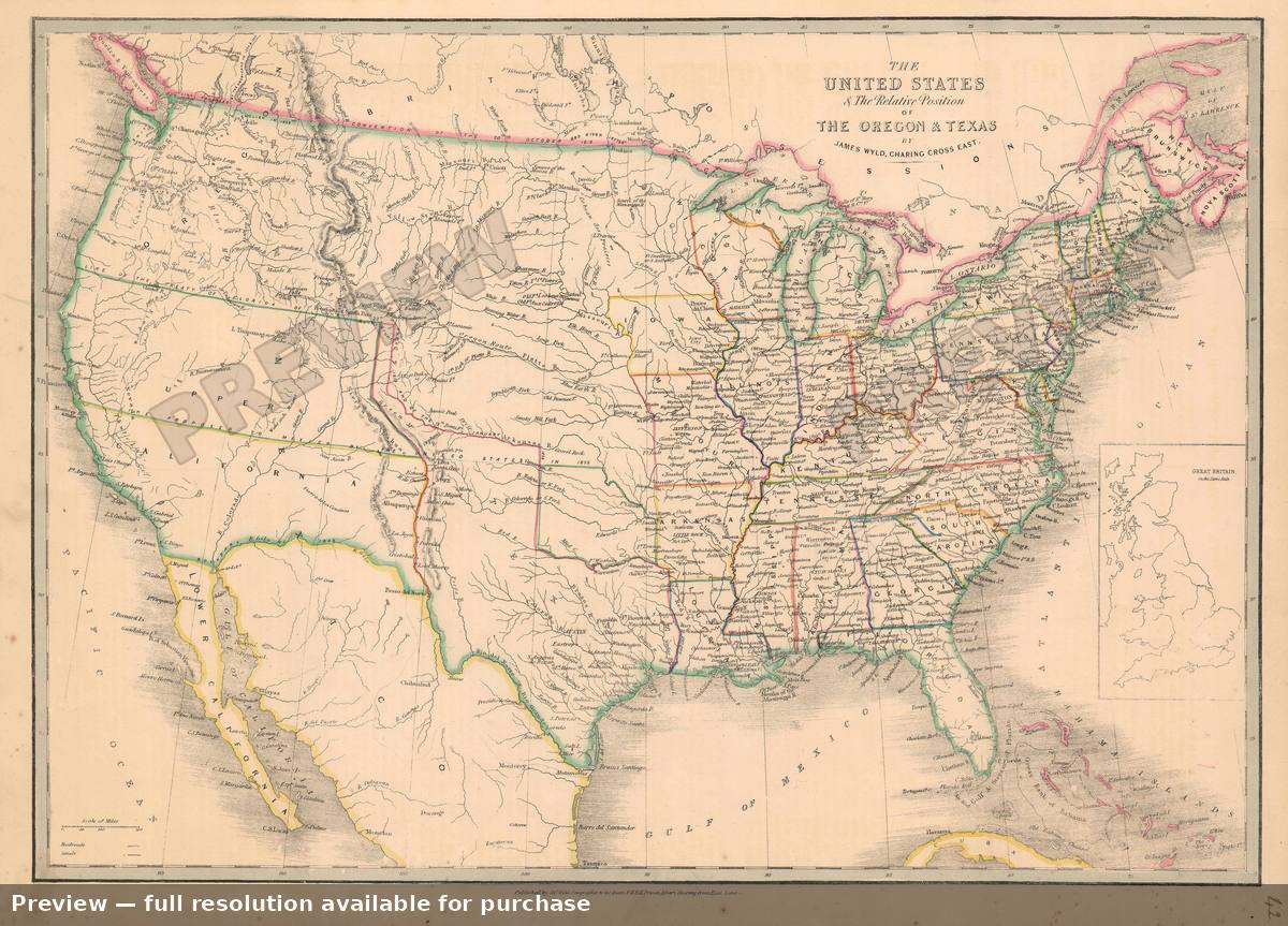 Antique map: United States, 1850