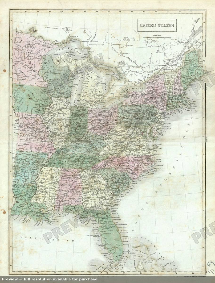 Antique map: United States 2, 1851, 1851