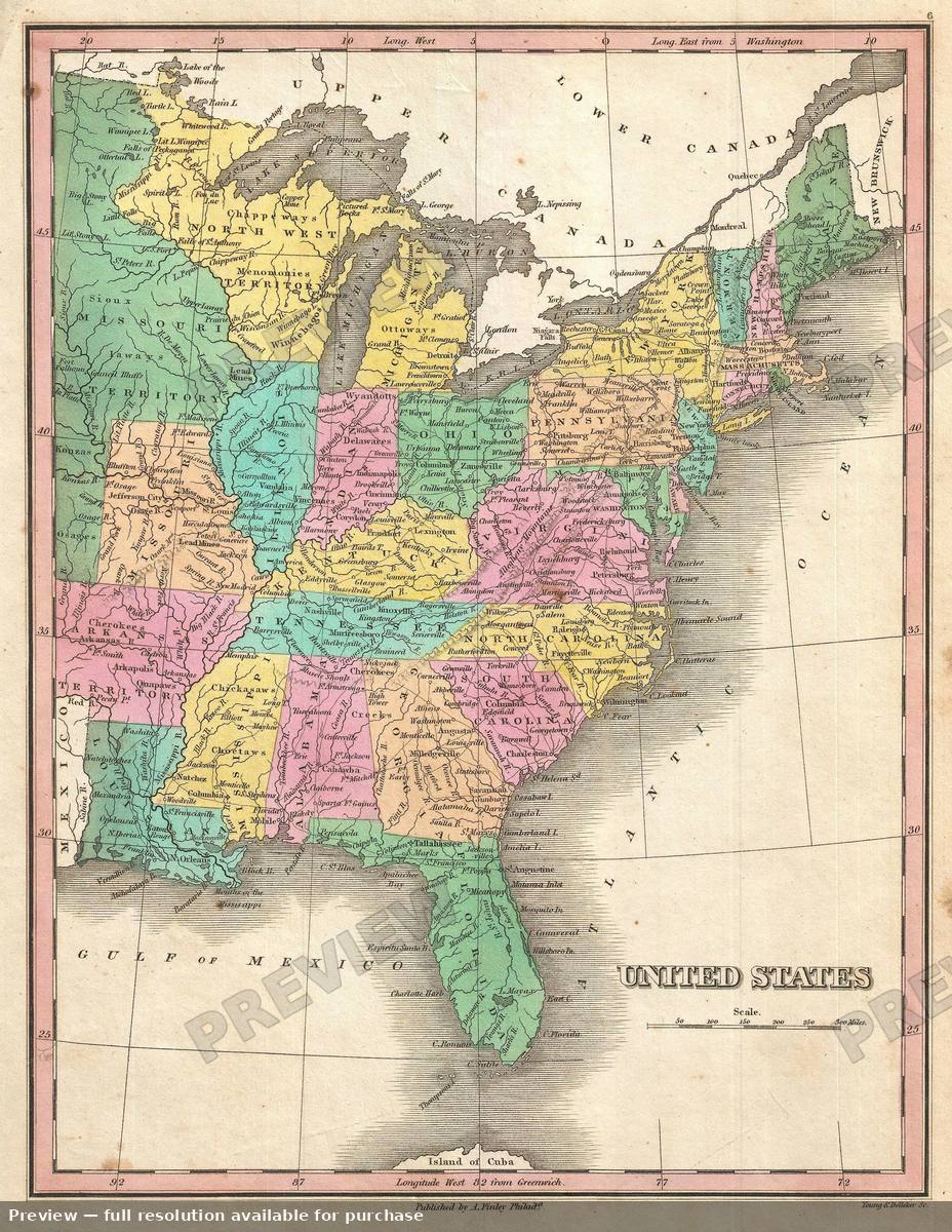 Antique map: United States 2, 1827