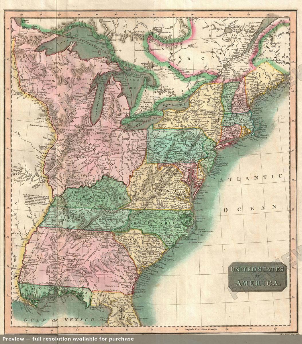 Antique map: United States 2, 1814, 1814