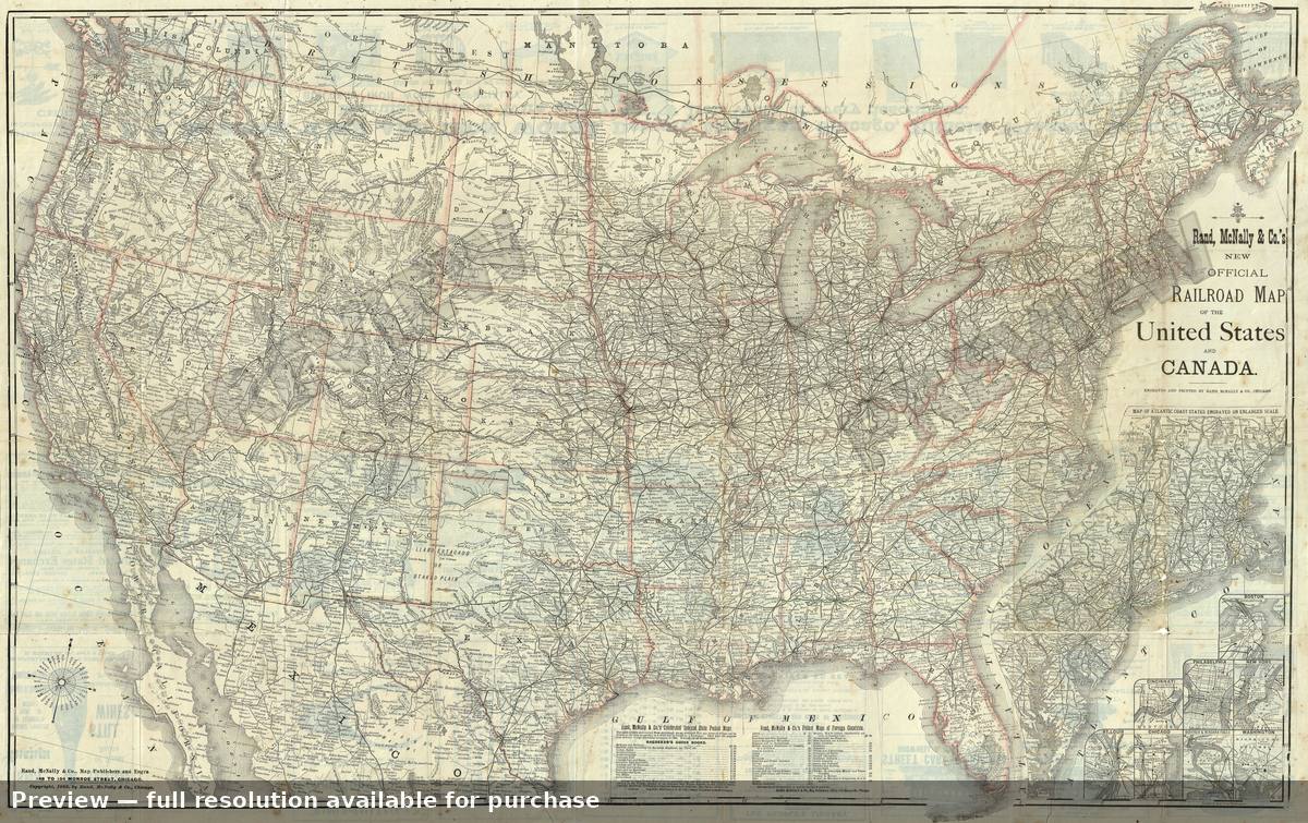 Antique map: United States Canada, 1883