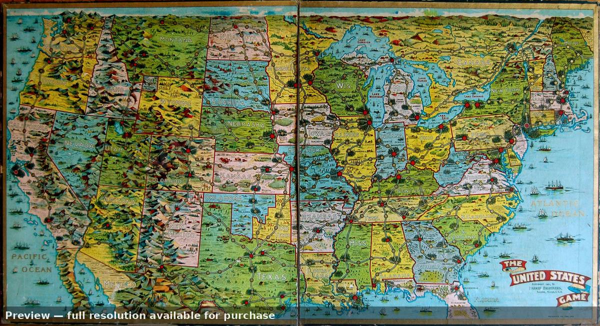 Antique map: United States Game, 1901