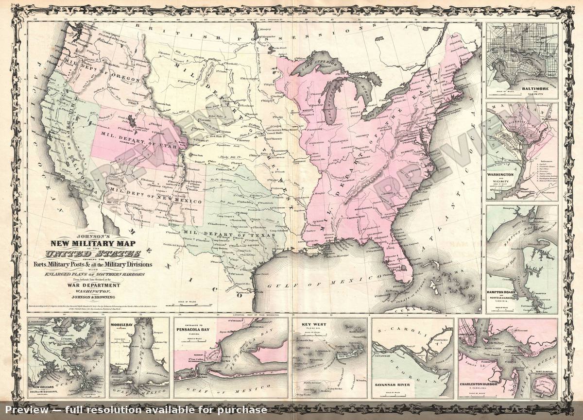Antique map: United States Military, 1861, 1861