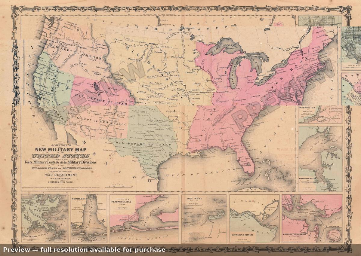 Antique map: United States Military, 1862, 1862