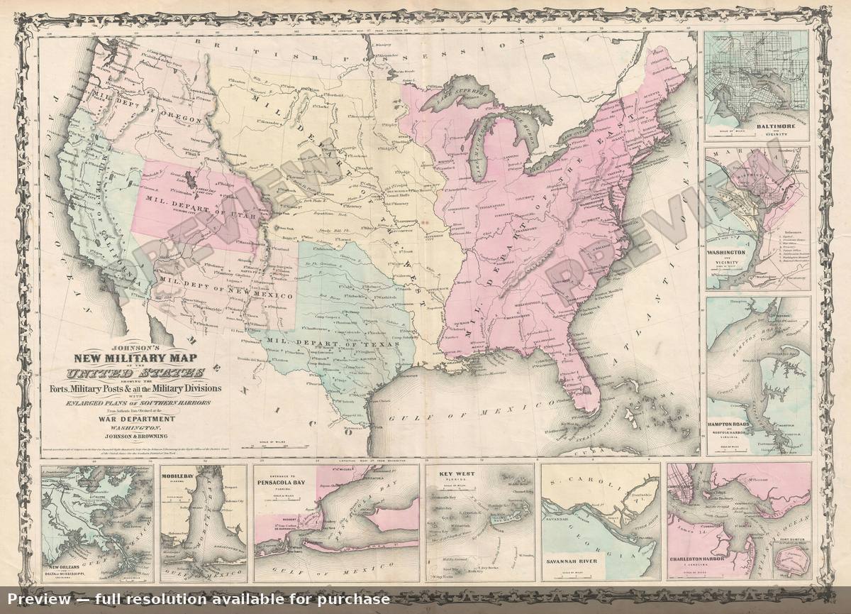Antique map: United States Military 2, 1861, 1861