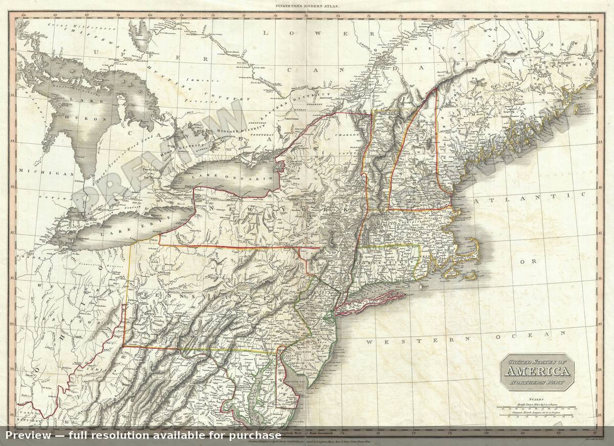 Antique map: United States NE, 1810, 1810