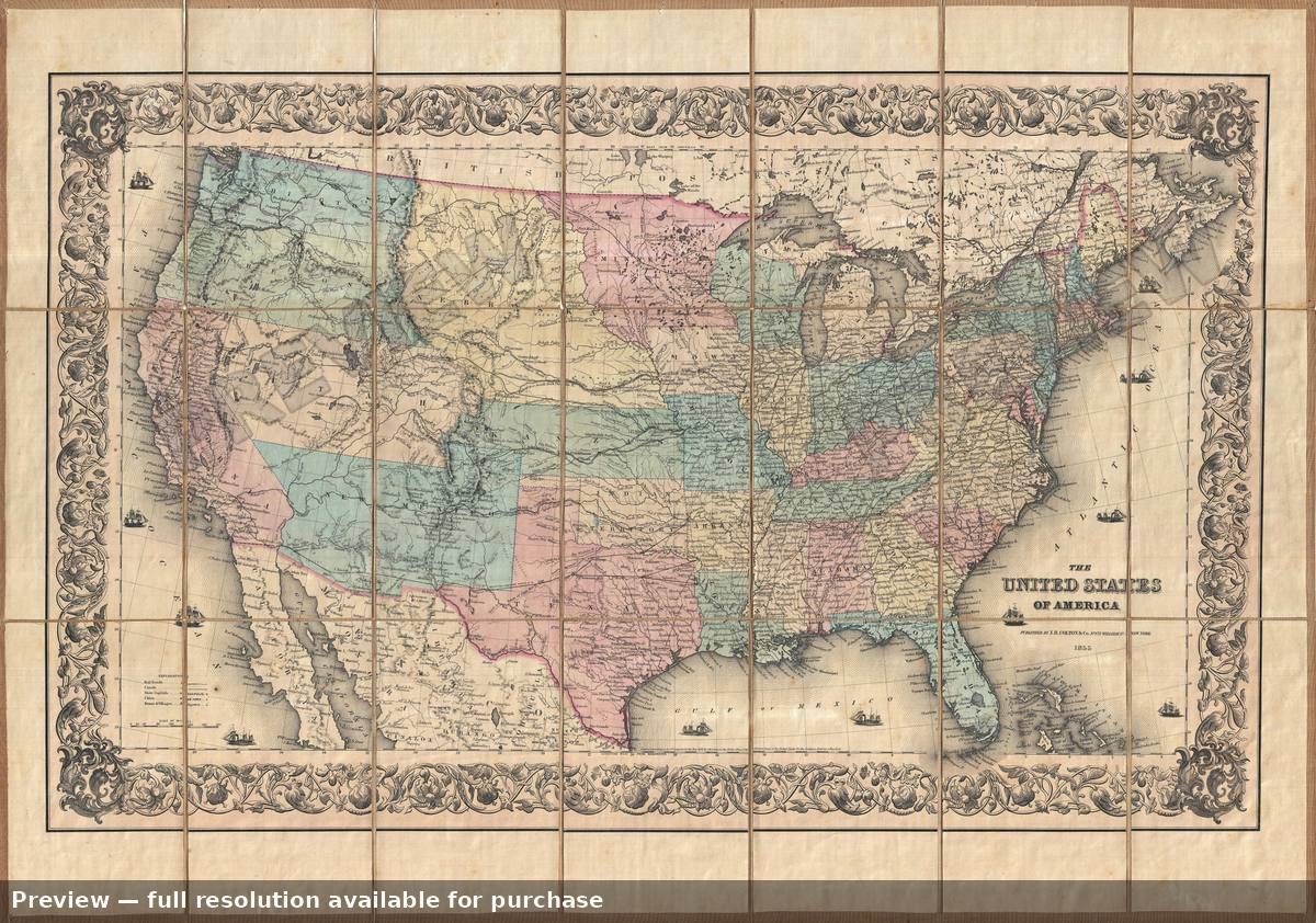 Antique map: United States Pk, 1855, 1855