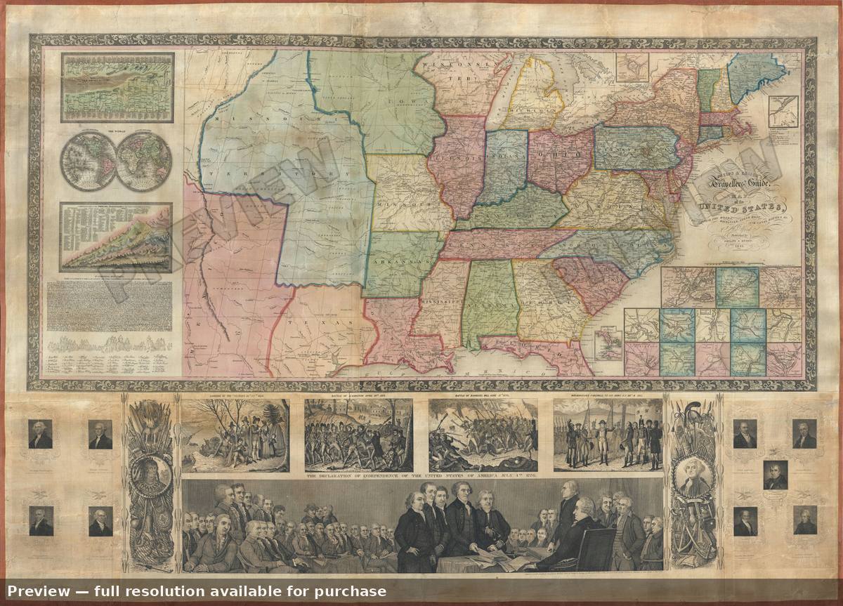 Antique map: United States Wall, 1841, 1841