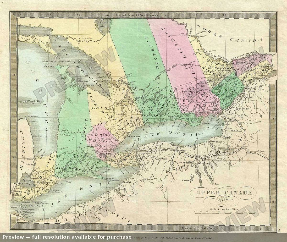Antique map: Upper Canada, 1835
