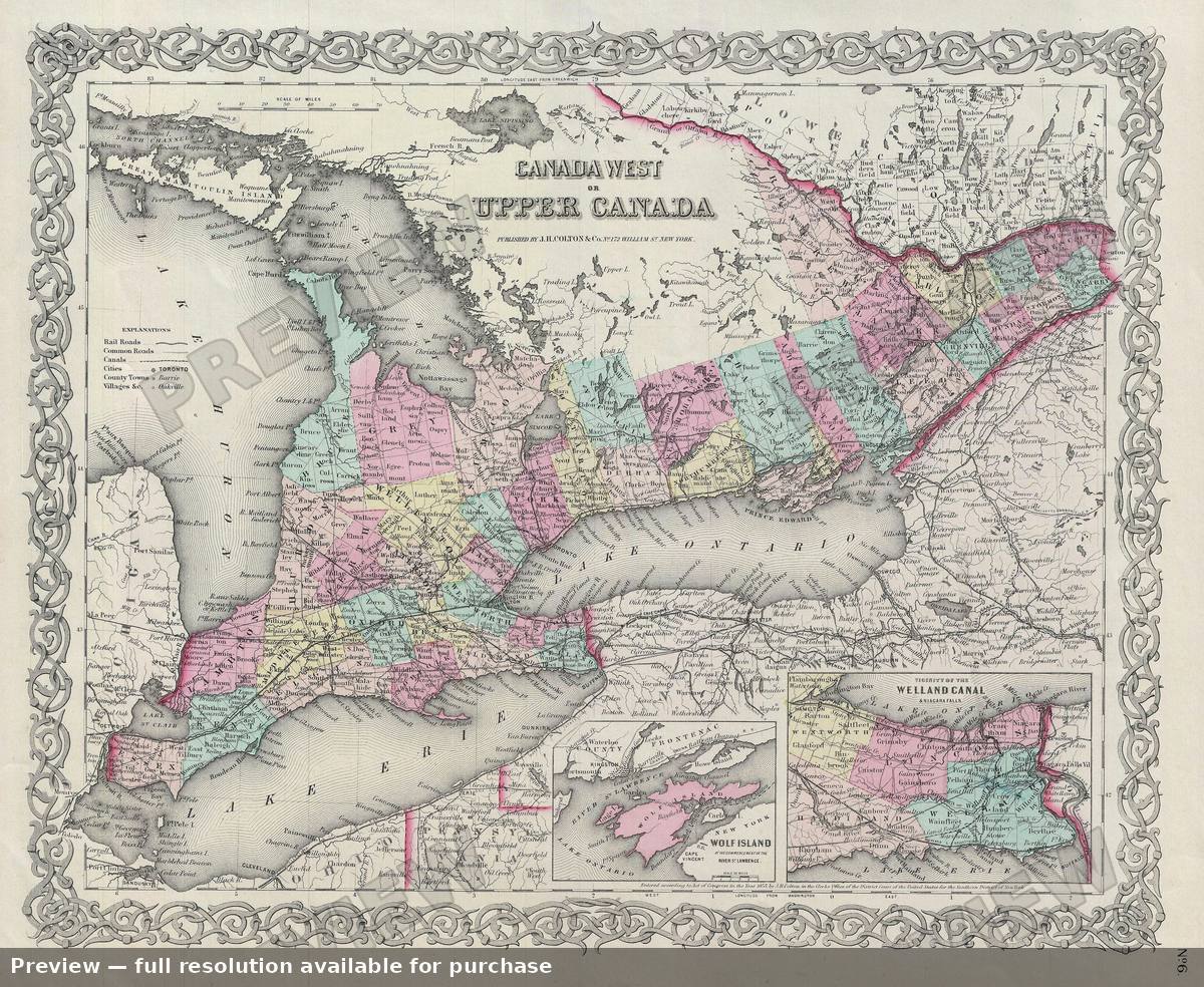 Antique map: Upper Canada, 1856, 1856